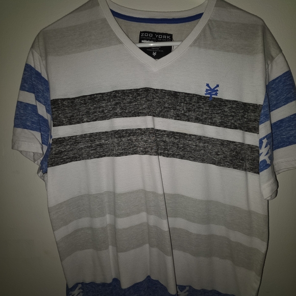 Zoo York Men's V-Neck Tee - Blue, Gray, White - Picture 1 of 3